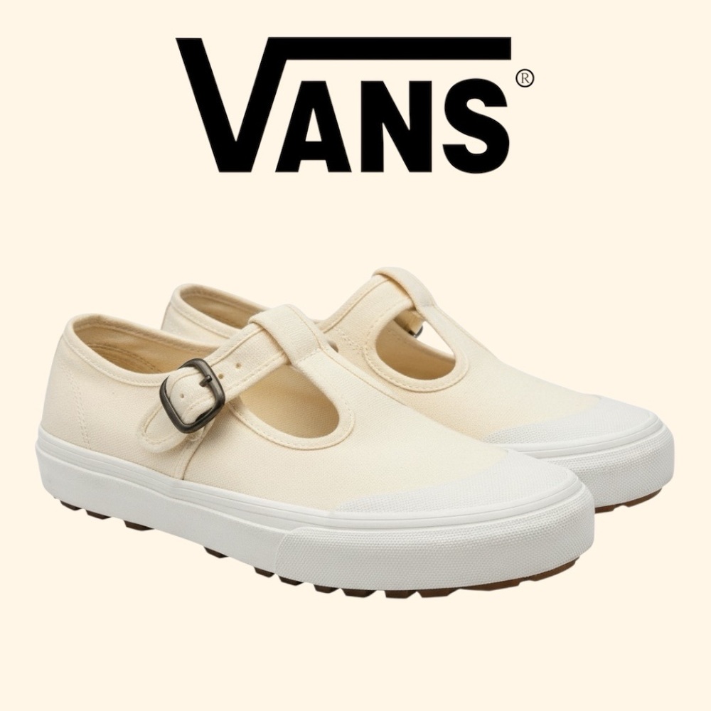 Vans Mary Jane Buckle Strap Canvas Platform Sneakers Cream Off White Women’s 9 - Picture 6 of 7